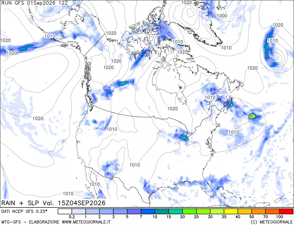 mappa Precipitazioni e pressione SLM