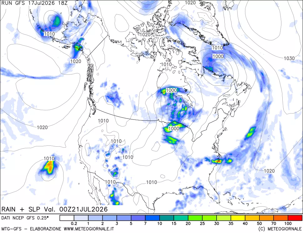 mappa Precipitazioni e pressione SLM