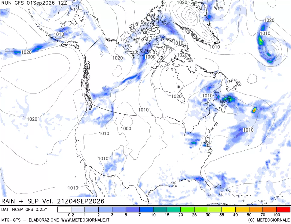 mappa Precipitazioni e pressione SLM