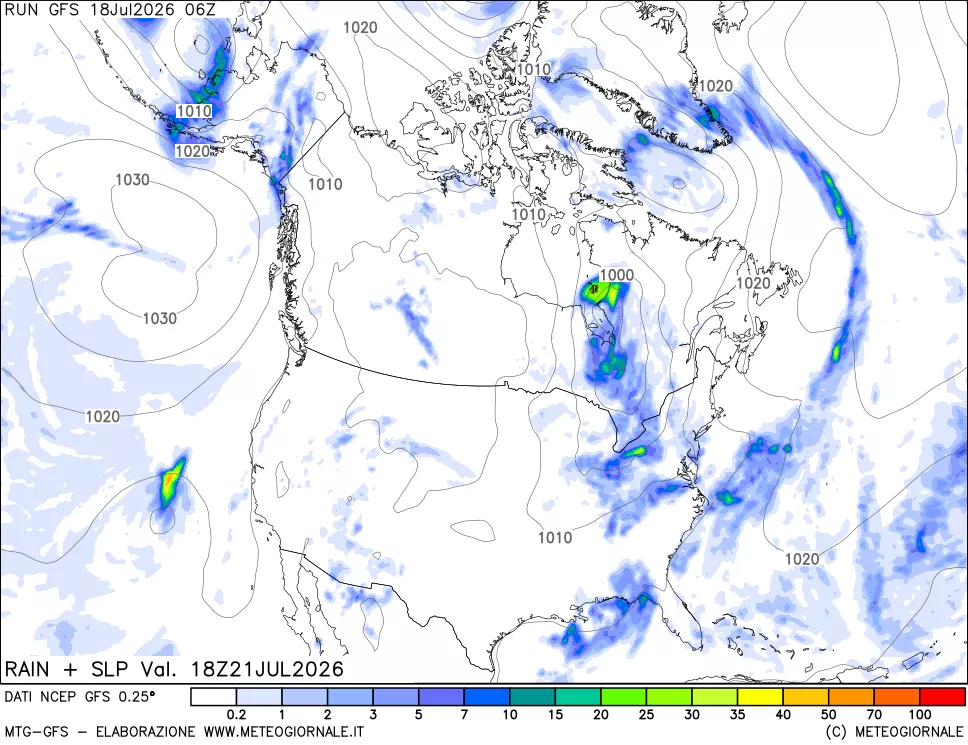 mappa Precipitazioni e pressione SLM