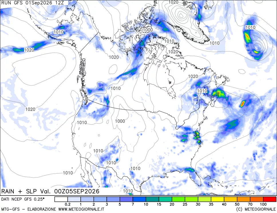 mappa Precipitazioni e pressione SLM