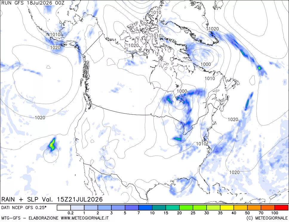 mappa Precipitazioni e pressione SLM