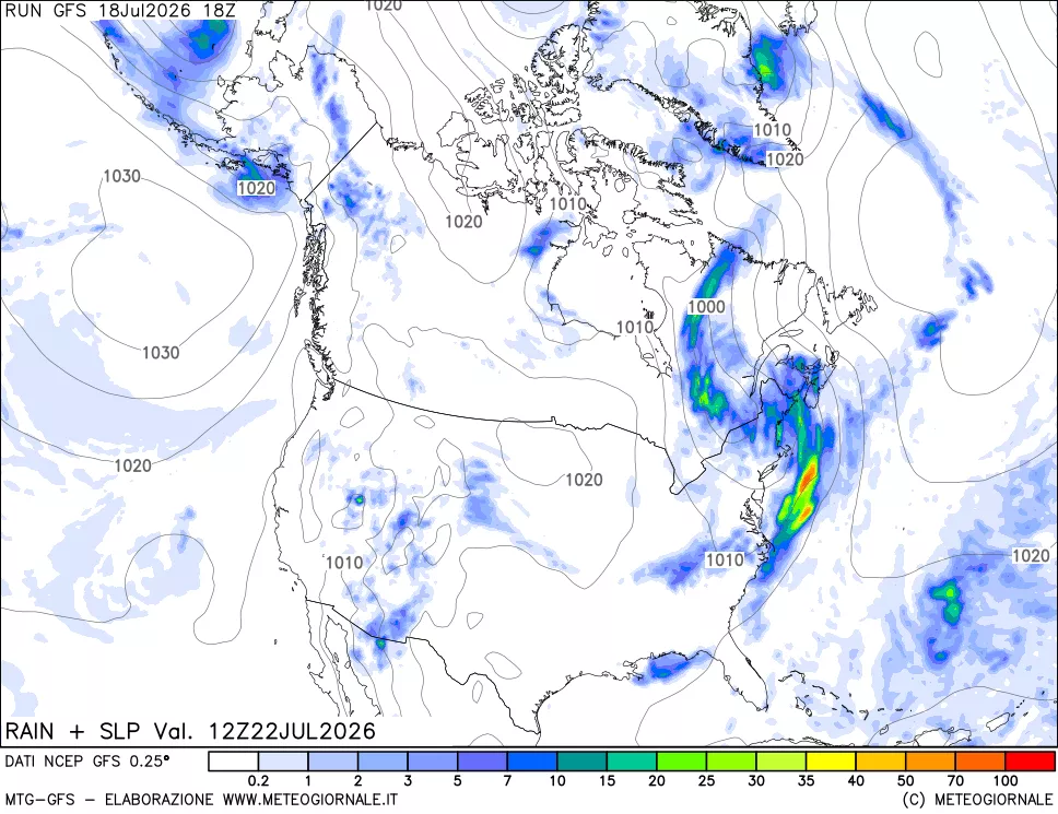 mappa Precipitazioni e pressione SLM