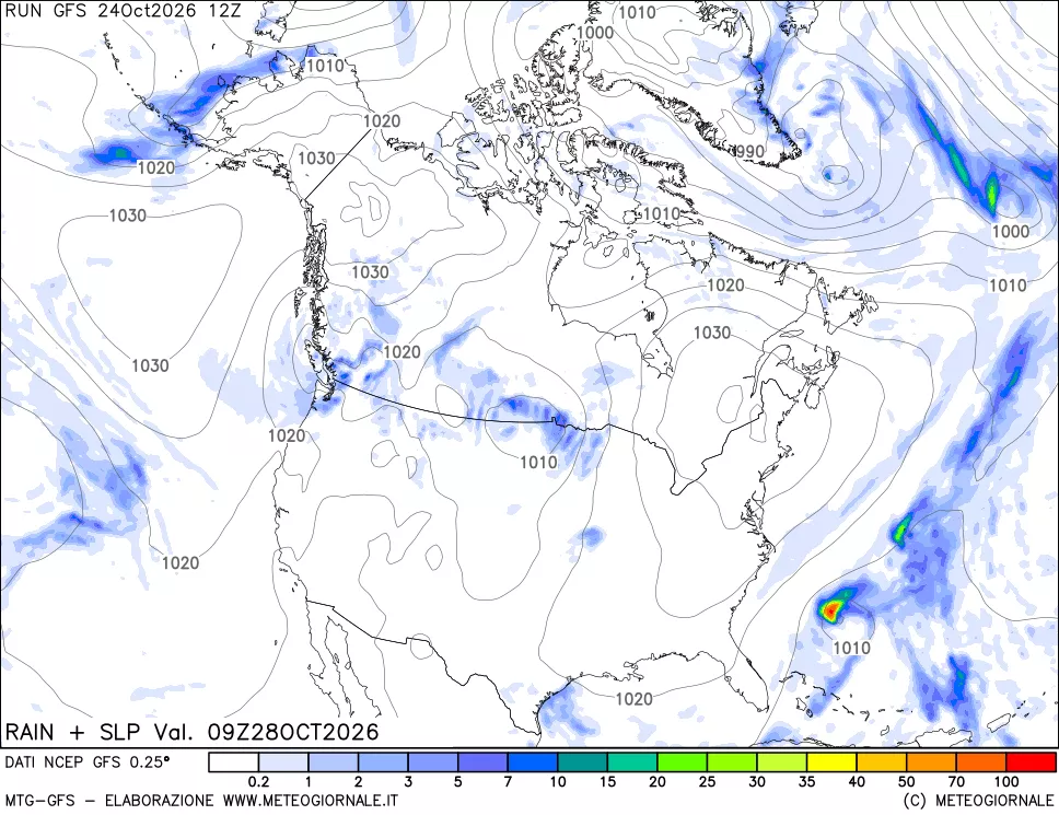 mappa Precipitazioni e pressione SLM