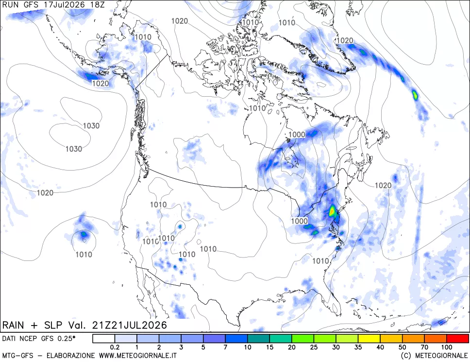 mappa Precipitazioni e pressione SLM