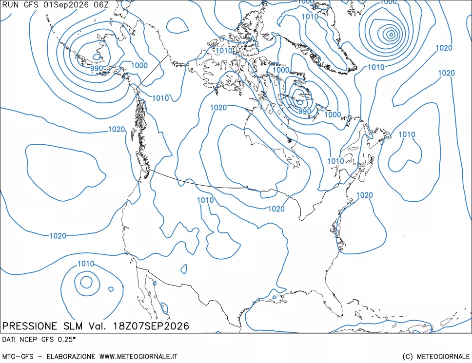 mappa Pressione sul livello del mare