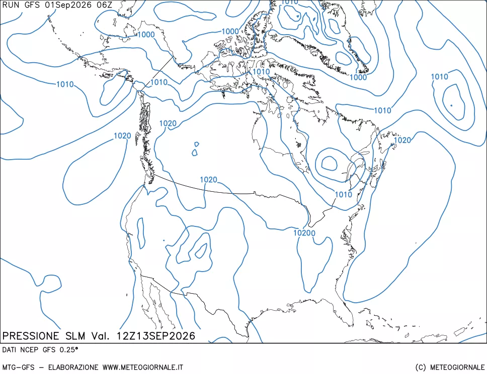 mappa Pressione sul livello del mare