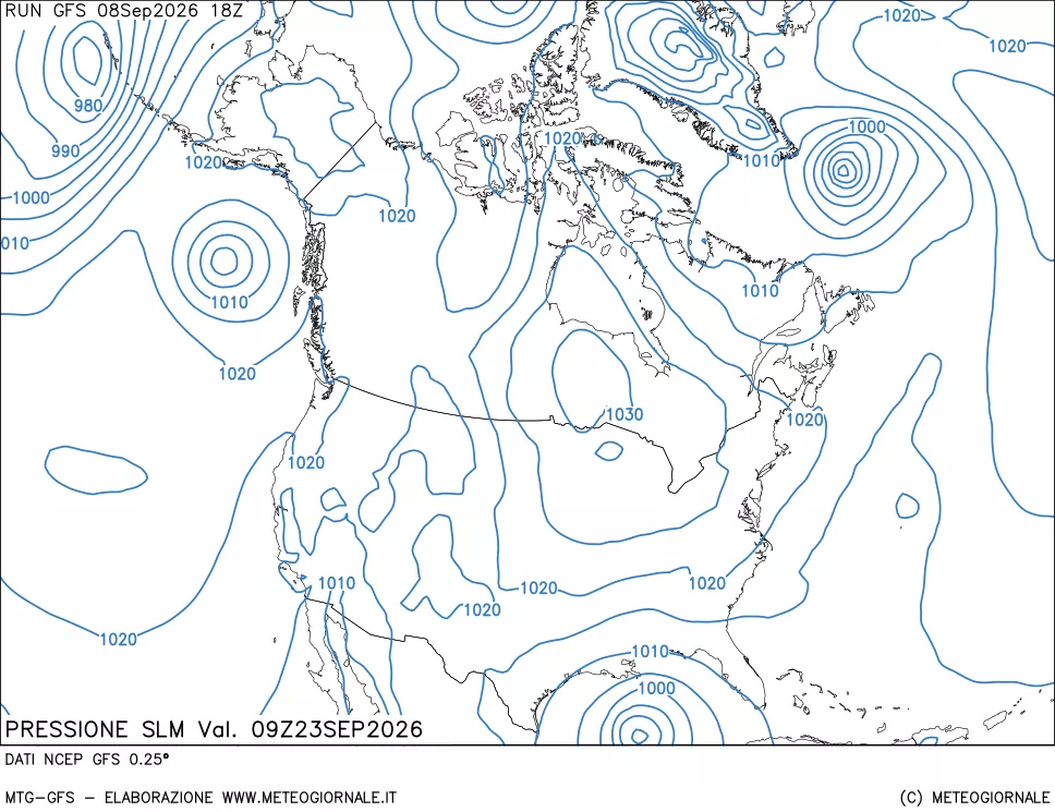 mappa Pressione sul livello del mare