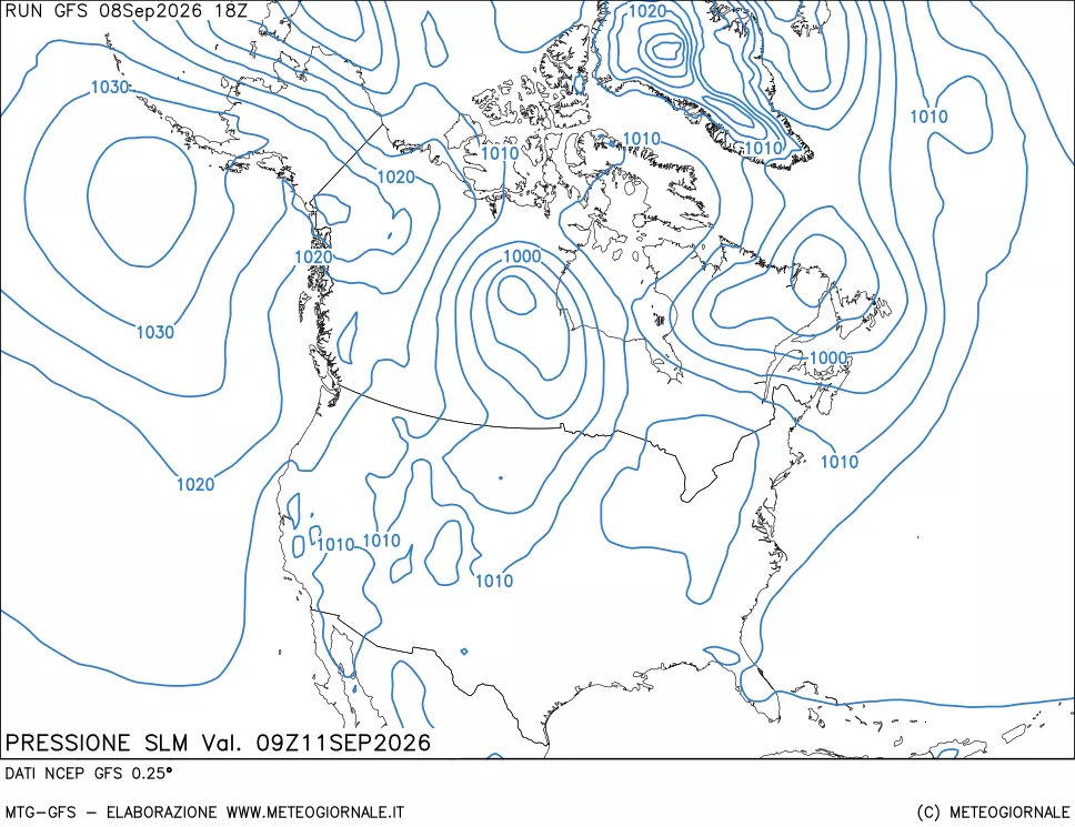 mappa Pressione sul livello del mare