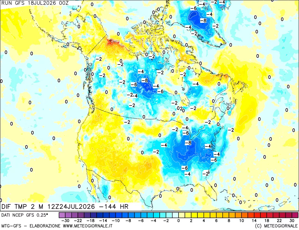 mappa Dif. Temp a 2 metri Valid - Init