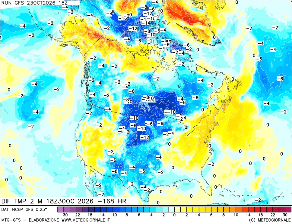 mappa Dif. Temp a 2 metri Valid - Init