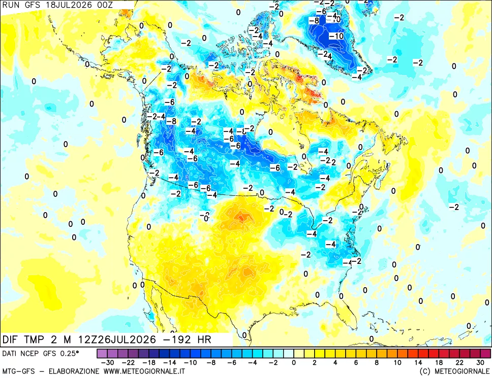 mappa Dif. Temp a 2 metri Valid - Init