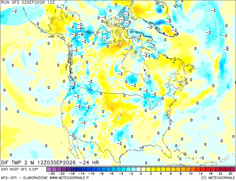 mappa Dif. Temp a 2 metri Valid - Init