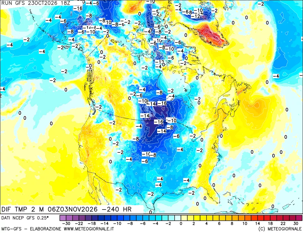 mappa Dif. Temp a 2 metri Valid - Init