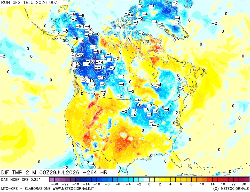 mappa Dif. Temp a 2 metri Valid - Init