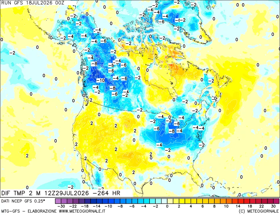 mappa Dif. Temp a 2 metri Valid - Init