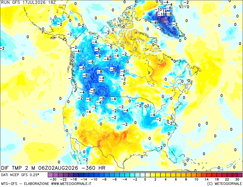 mappa Dif. Temp a 2 metri Valid - Init