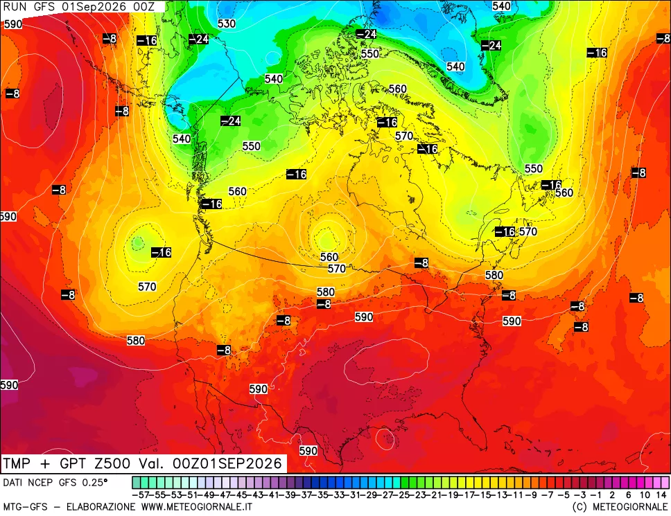 mappa 500 hPa Temp + GPT