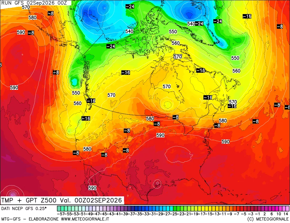 mappa 500 hPa Temp + GPT