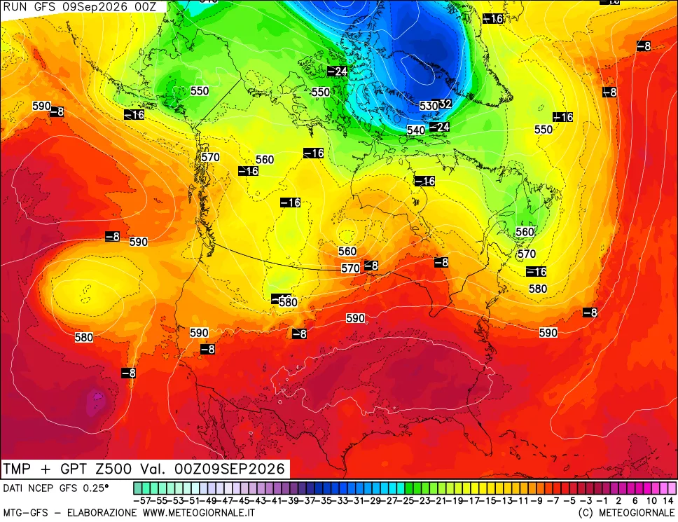 mappa 500 hPa Temp + GPT