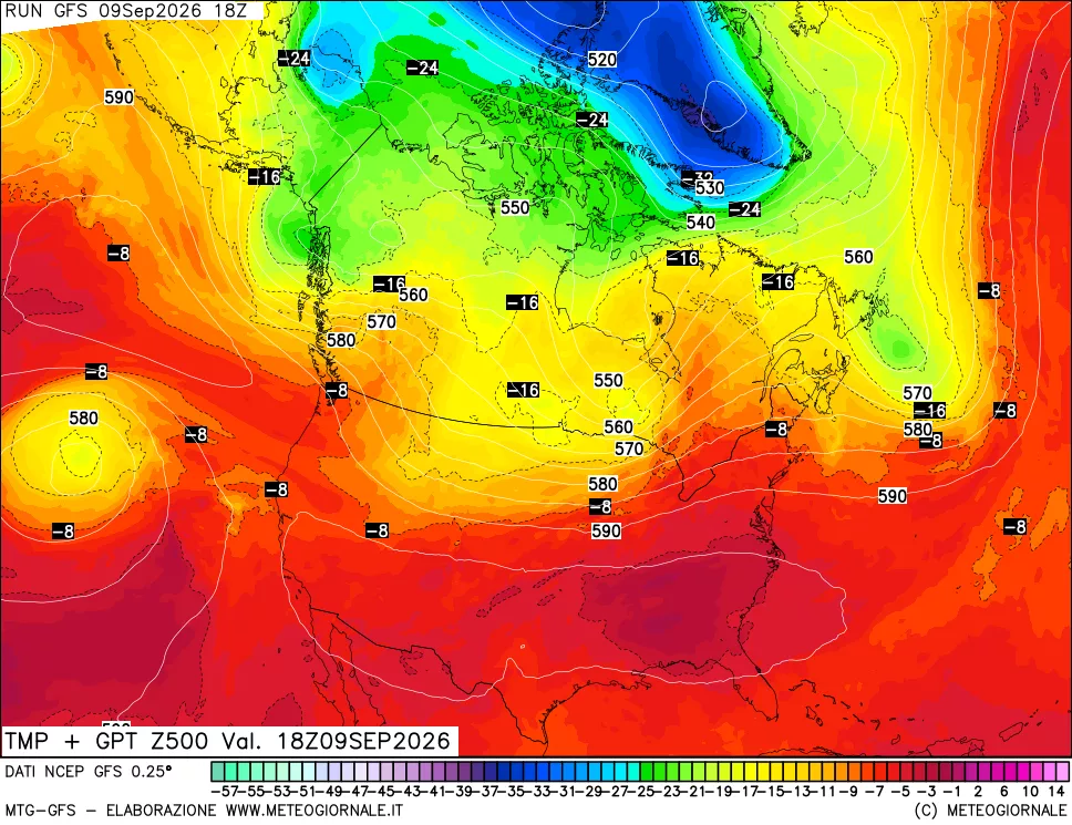 mappa 500 hPa Temp + GPT