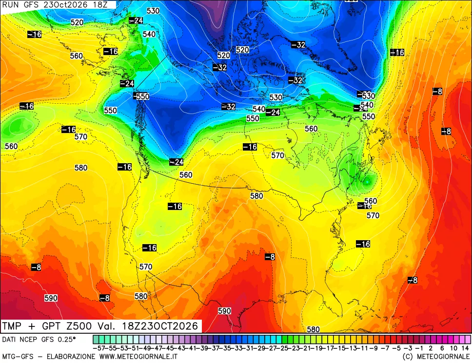 mappa 500 hPa Temp + GPT