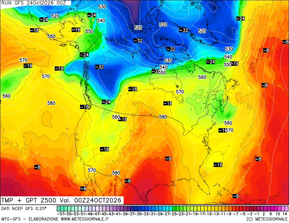 mappa 500 hPa Temp + GPT
