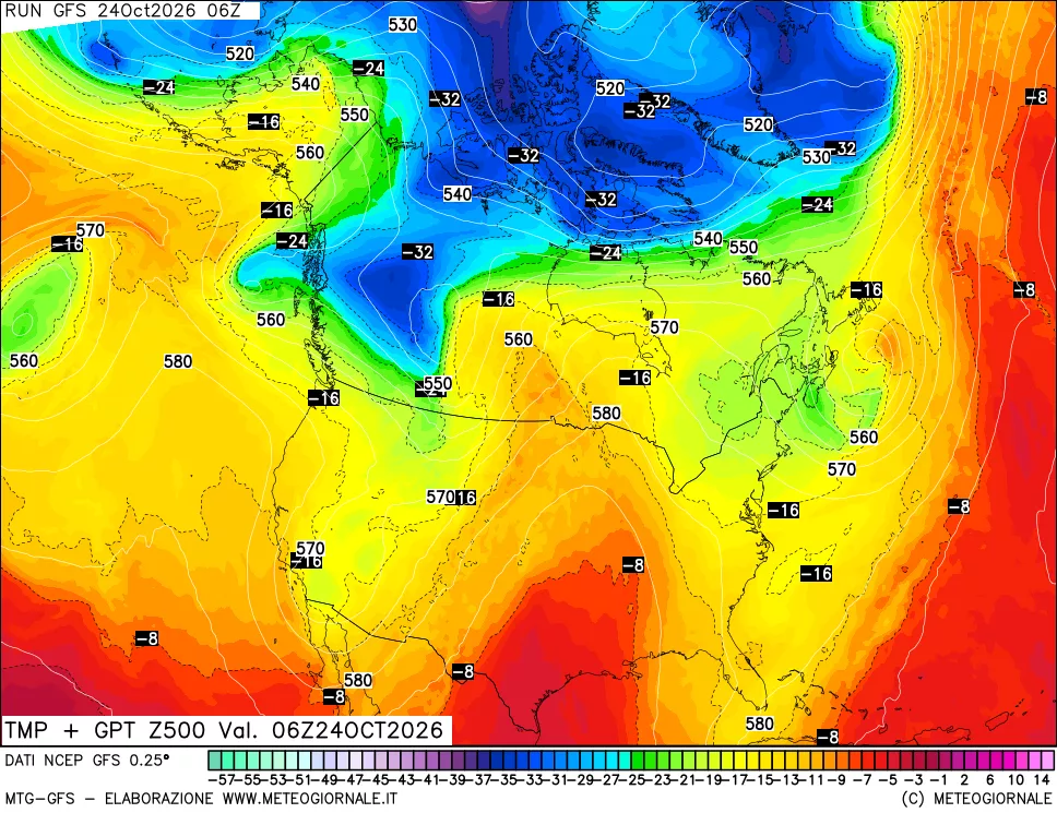 mappa 500 hPa Temp + GPT