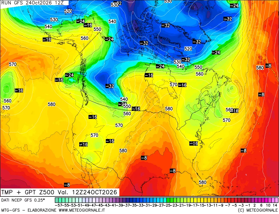 mappa 500 hPa Temp + GPT