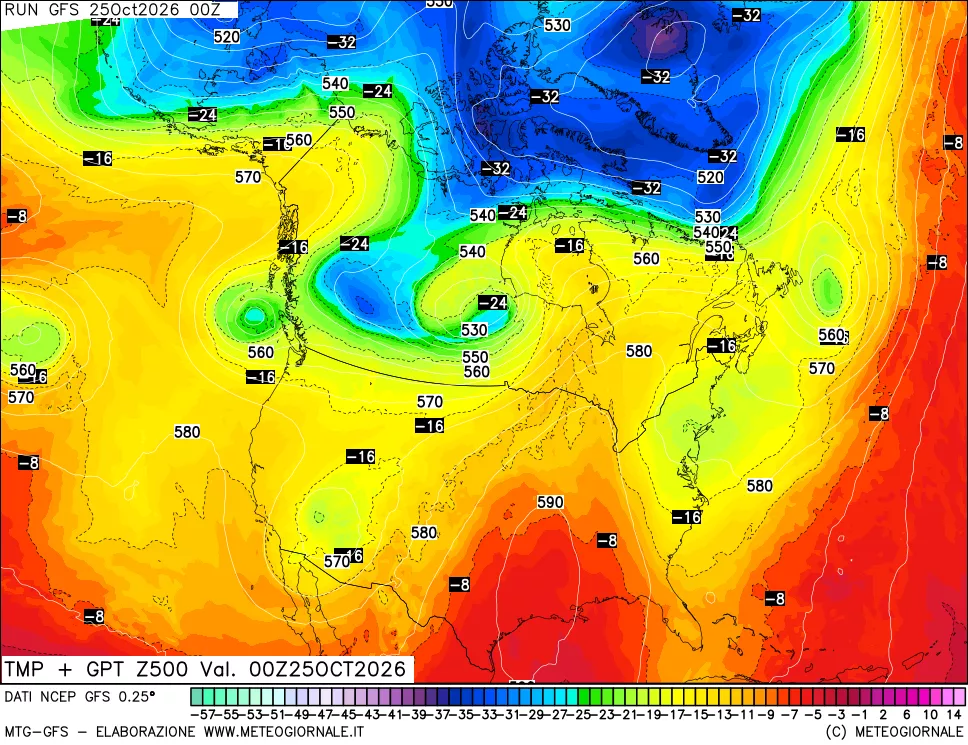 mappa 500 hPa Temp + GPT