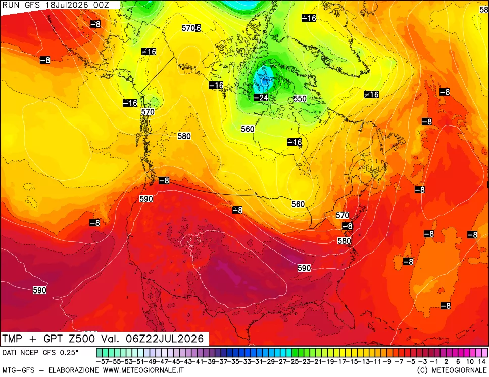 mappa 500 hPa Temp + GPT