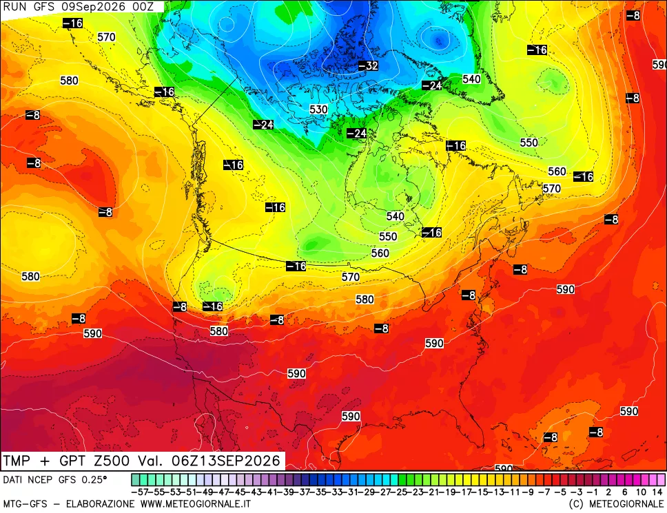 mappa 500 hPa Temp + GPT