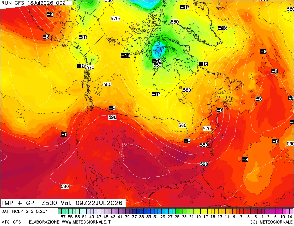 mappa 500 hPa Temp + GPT