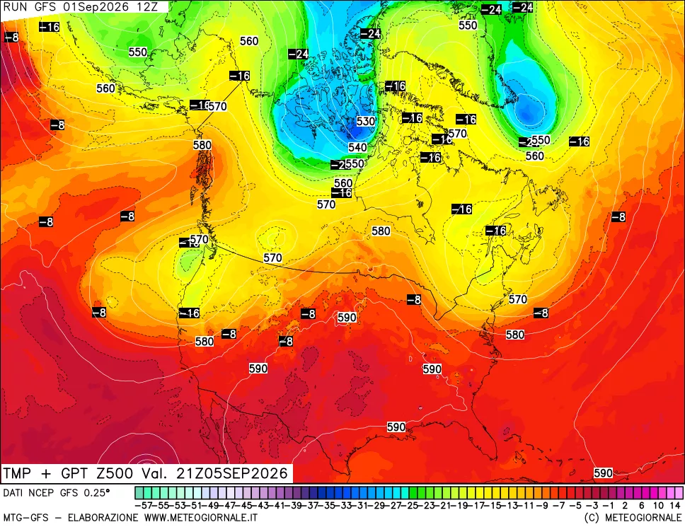 mappa 500 hPa Temp + GPT
