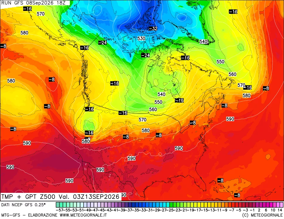 mappa 500 hPa Temp + GPT