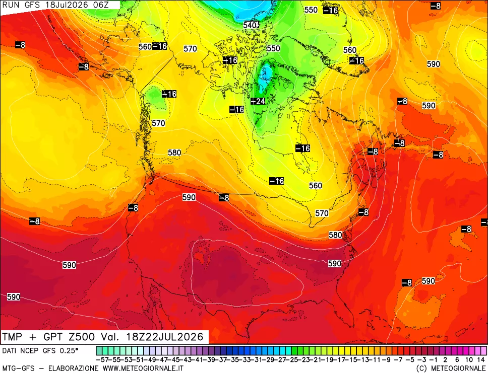 mappa 500 hPa Temp + GPT