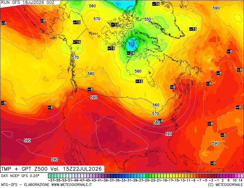 mappa 500 hPa Temp + GPT