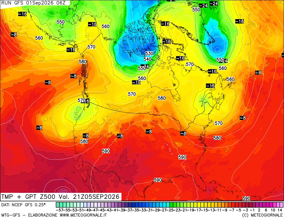 mappa 500 hPa Temp + GPT