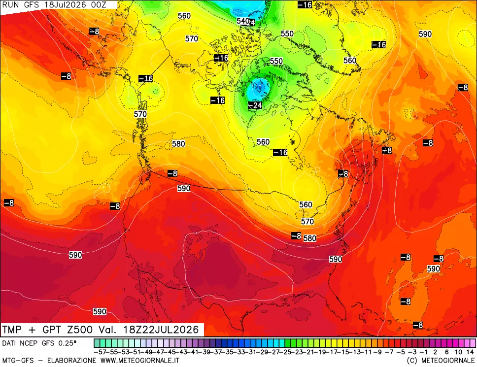 mappa 500 hPa Temp + GPT