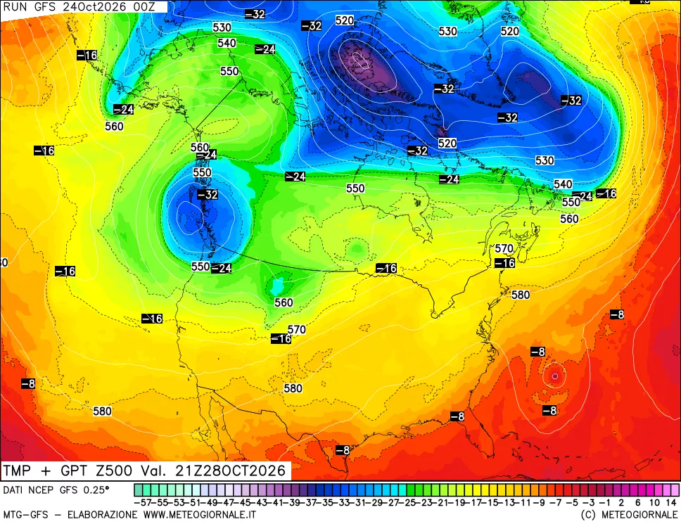 mappa 500 hPa Temp + GPT