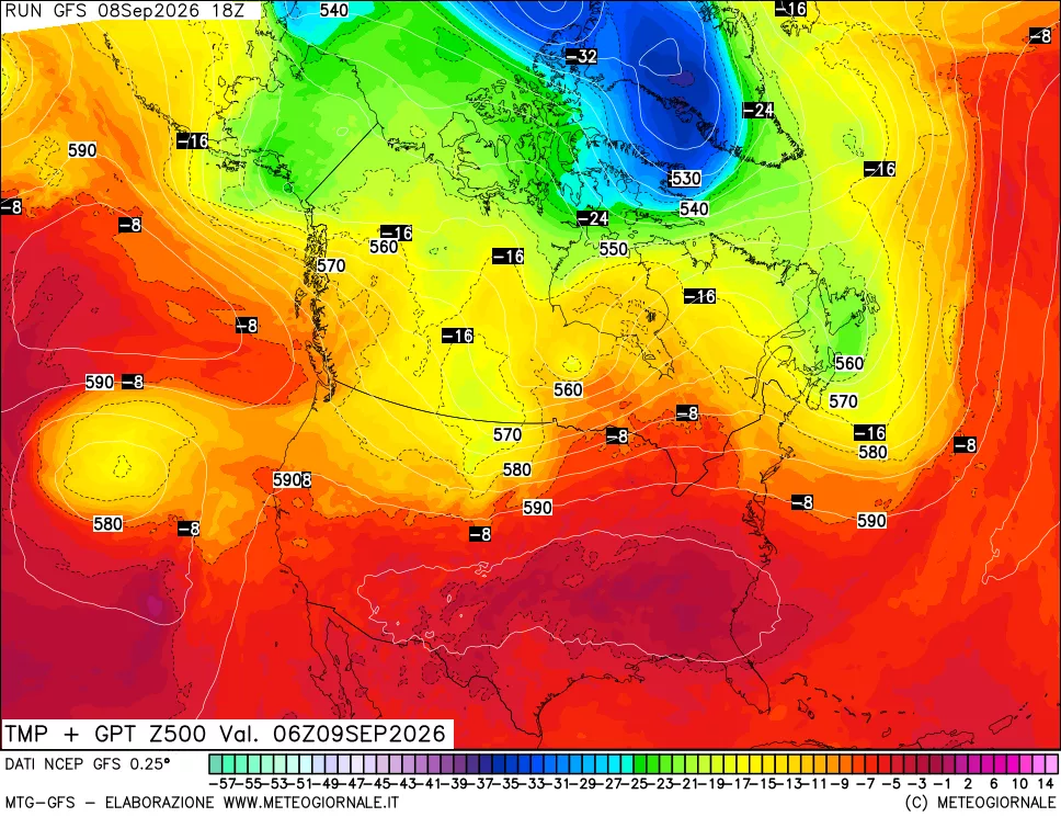 mappa 500 hPa Temp + GPT