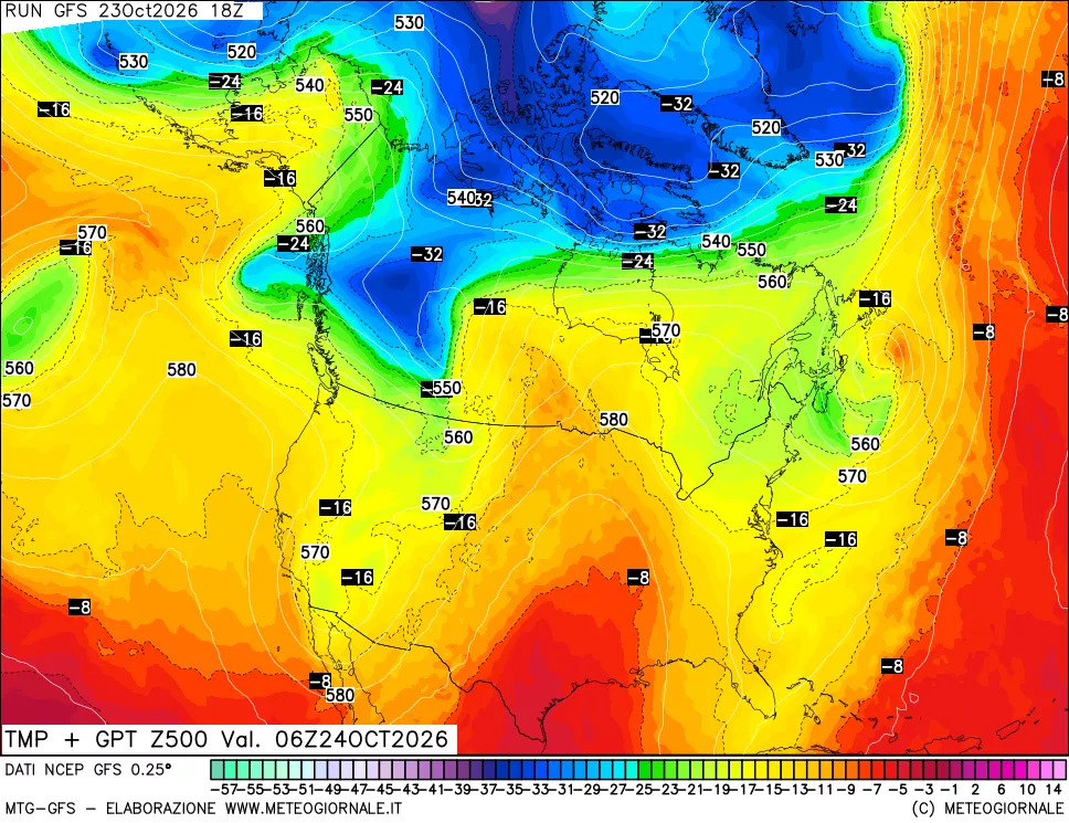 mappa 500 hPa Temp + GPT