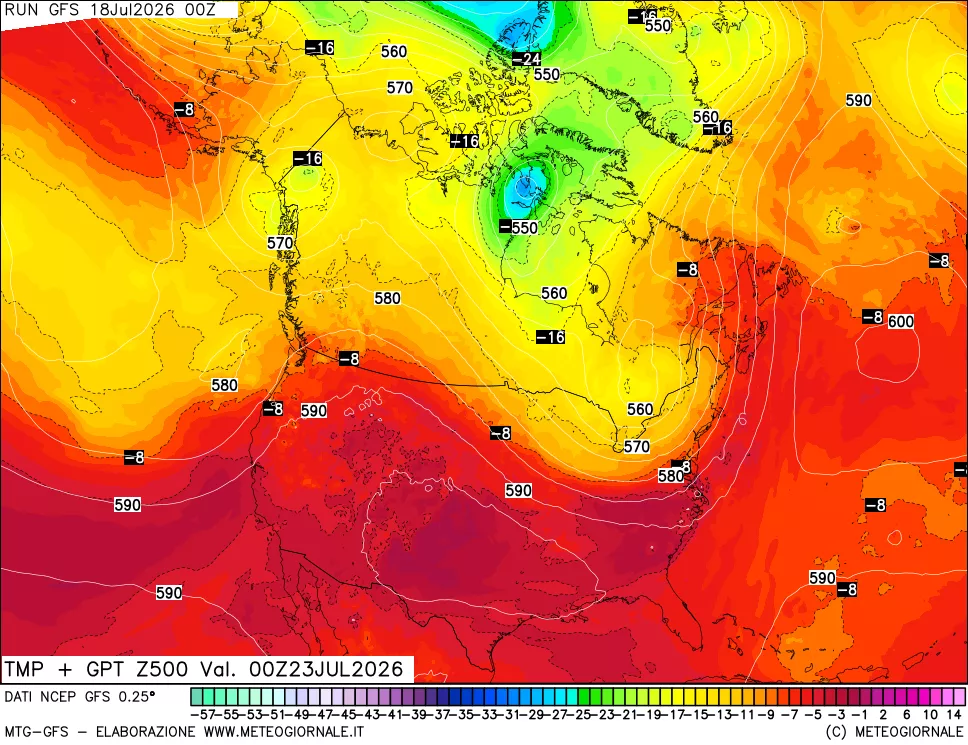 mappa 500 hPa Temp + GPT
