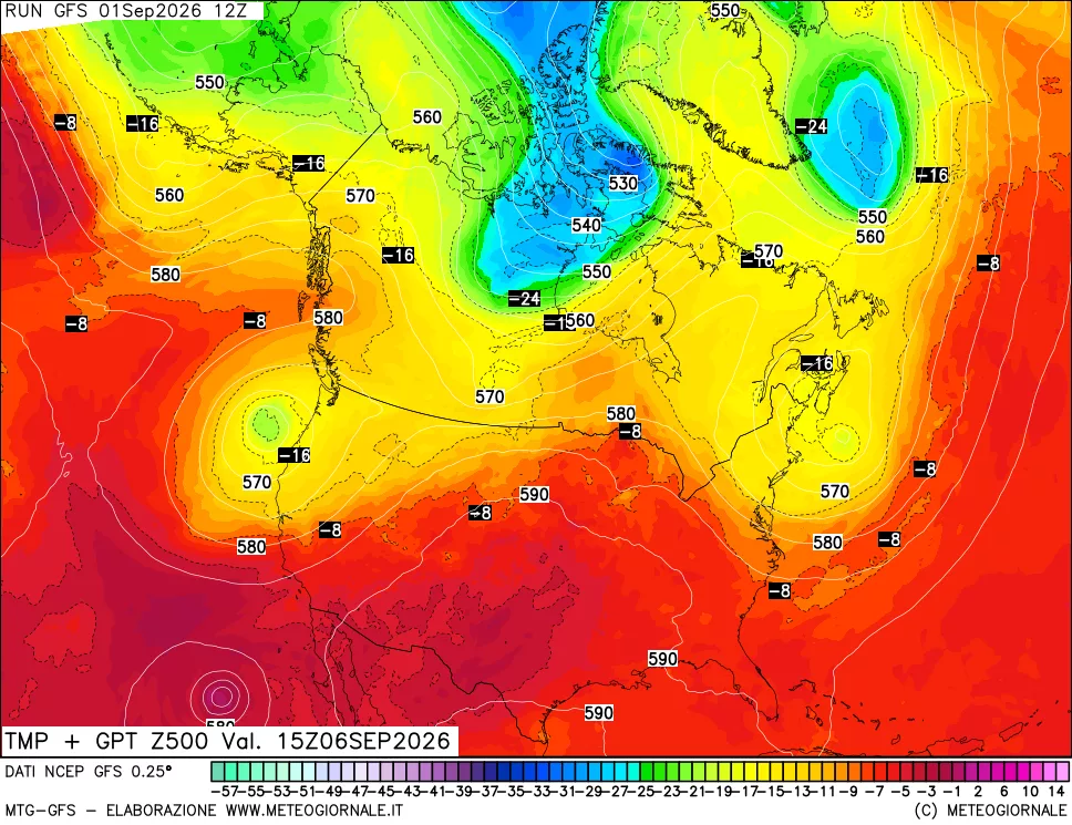 mappa 500 hPa Temp + GPT