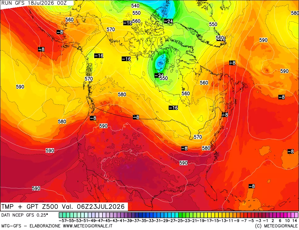 mappa 500 hPa Temp + GPT