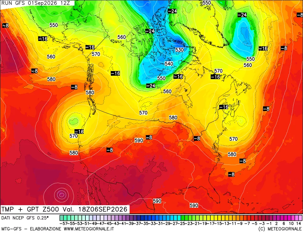mappa 500 hPa Temp + GPT