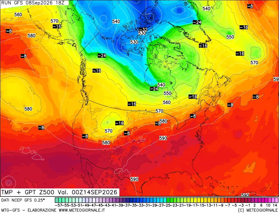 mappa 500 hPa Temp + GPT
