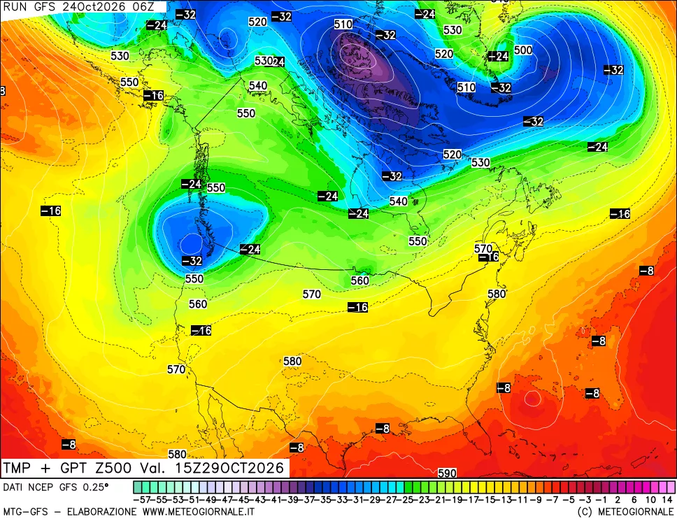 mappa 500 hPa Temp + GPT