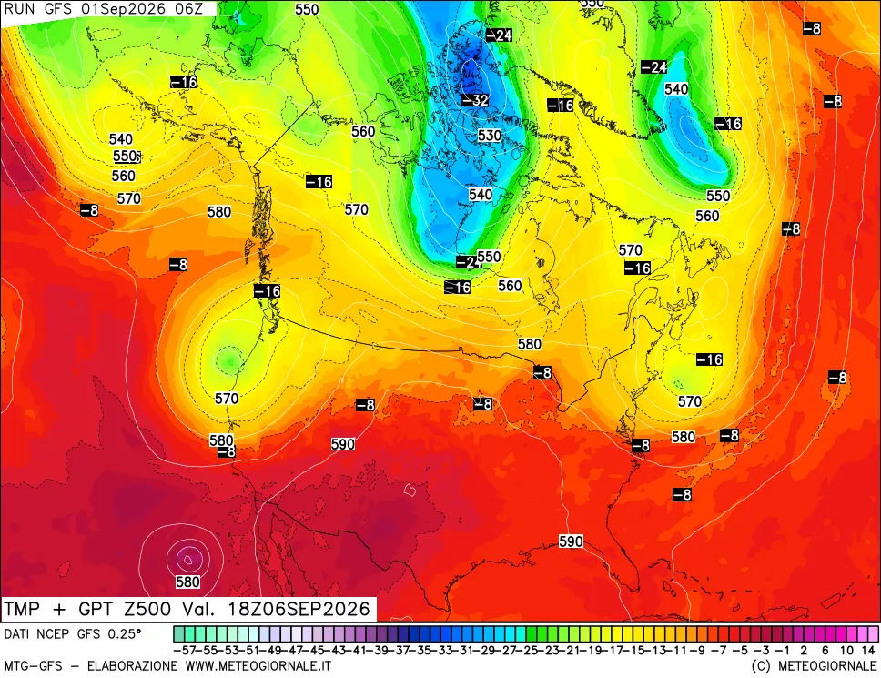mappa 500 hPa Temp + GPT