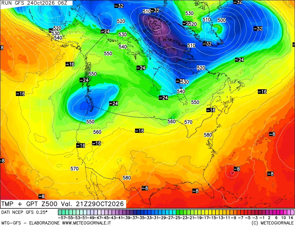 mappa 500 hPa Temp + GPT